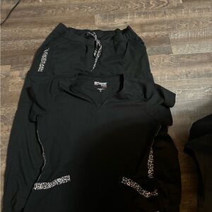 Greys Anatomy Scrub Set Black With Cheetah Print